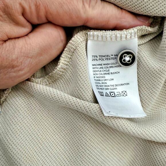 Tommy Bahama Lot (2) S/S Summer Polos Green Print & Tan Shirts XL X-Large - Picture 9 of 13